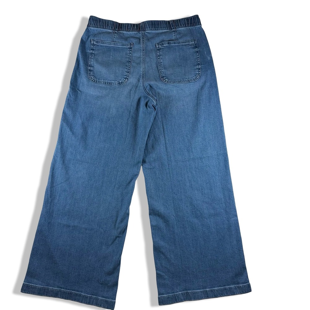 American Eagle Low Rise Ultra Wide Leg Jeans Blue Drawstring Medium Wash M - Picture 2 of 10
